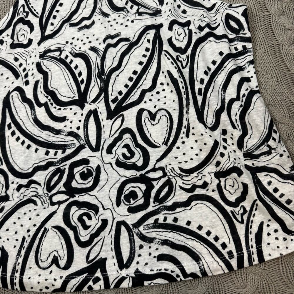 C&C California Women’s Linen Abstract Black and White Women's Top ~ M - Picture 4 of 12